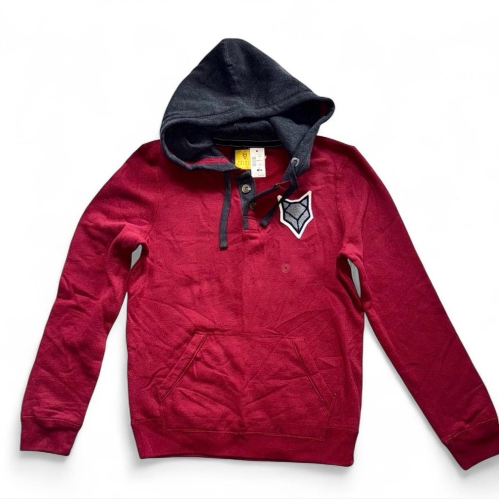 NWT Prince & Fox Men’s Maroon Henley Pullover Hoodie - S